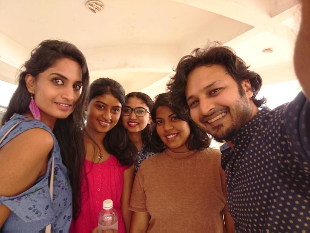 The team as part of customised design workshop with the actress Deepti Mohan, leftmost
